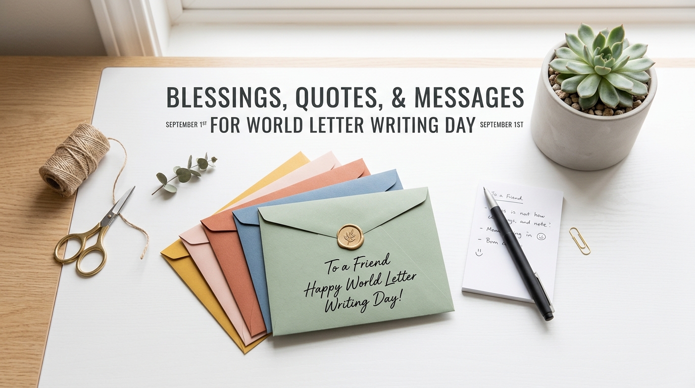 Blessings, Quotes, & Messages for World Letter Writing Day.